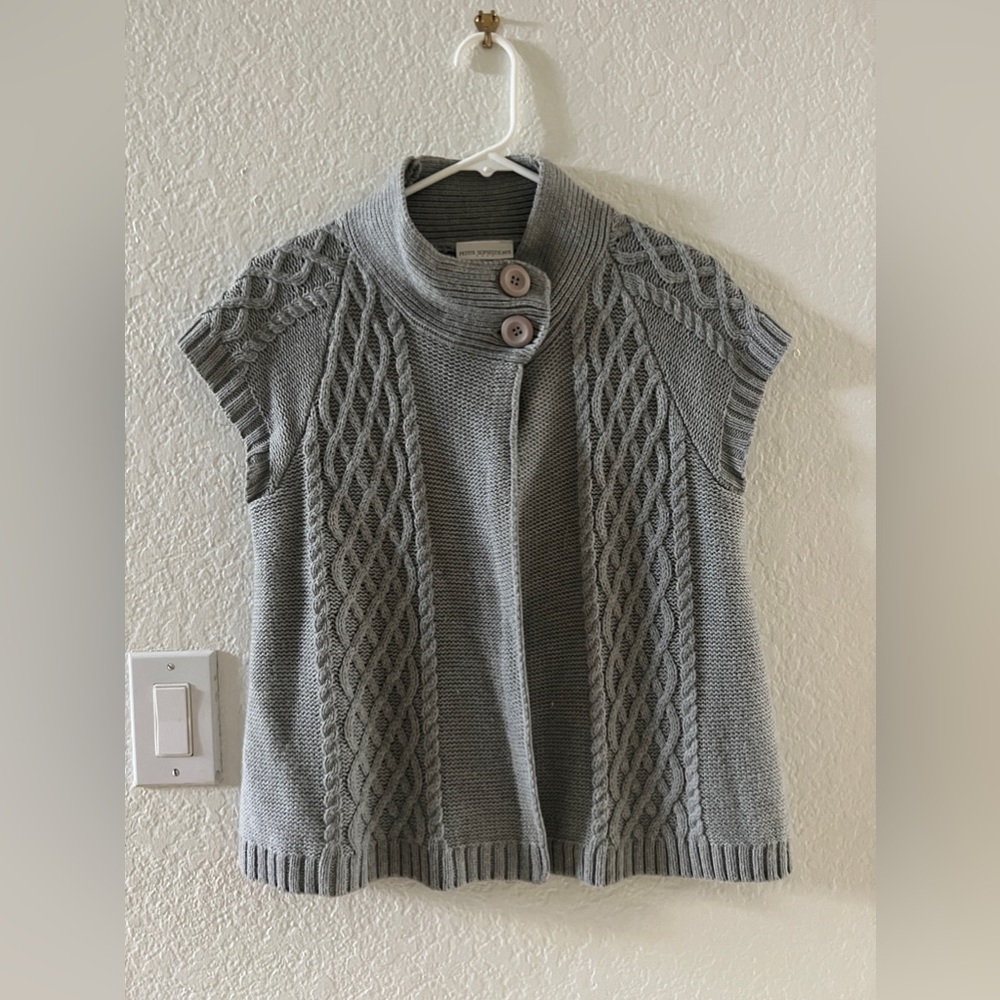 Women’s Cardigan, Petite Sophisticate, Grey, Cable Knit Design, Size XS
